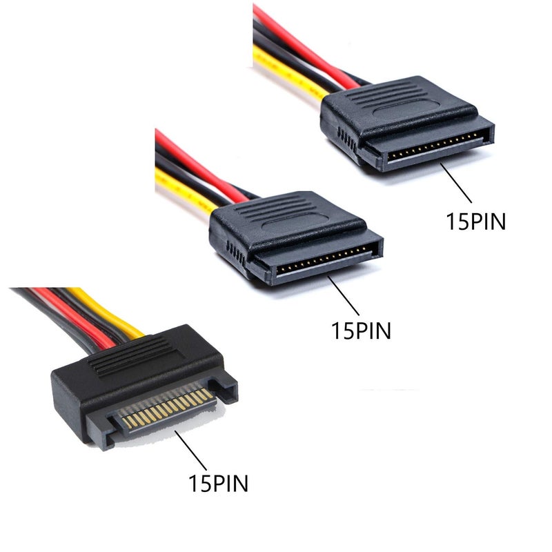 DaFuRui 4pcs SATA Power Splitter Cable,15 Pin Male to 15 Pin Dual Female Power Cable 8 Inches - Image 2